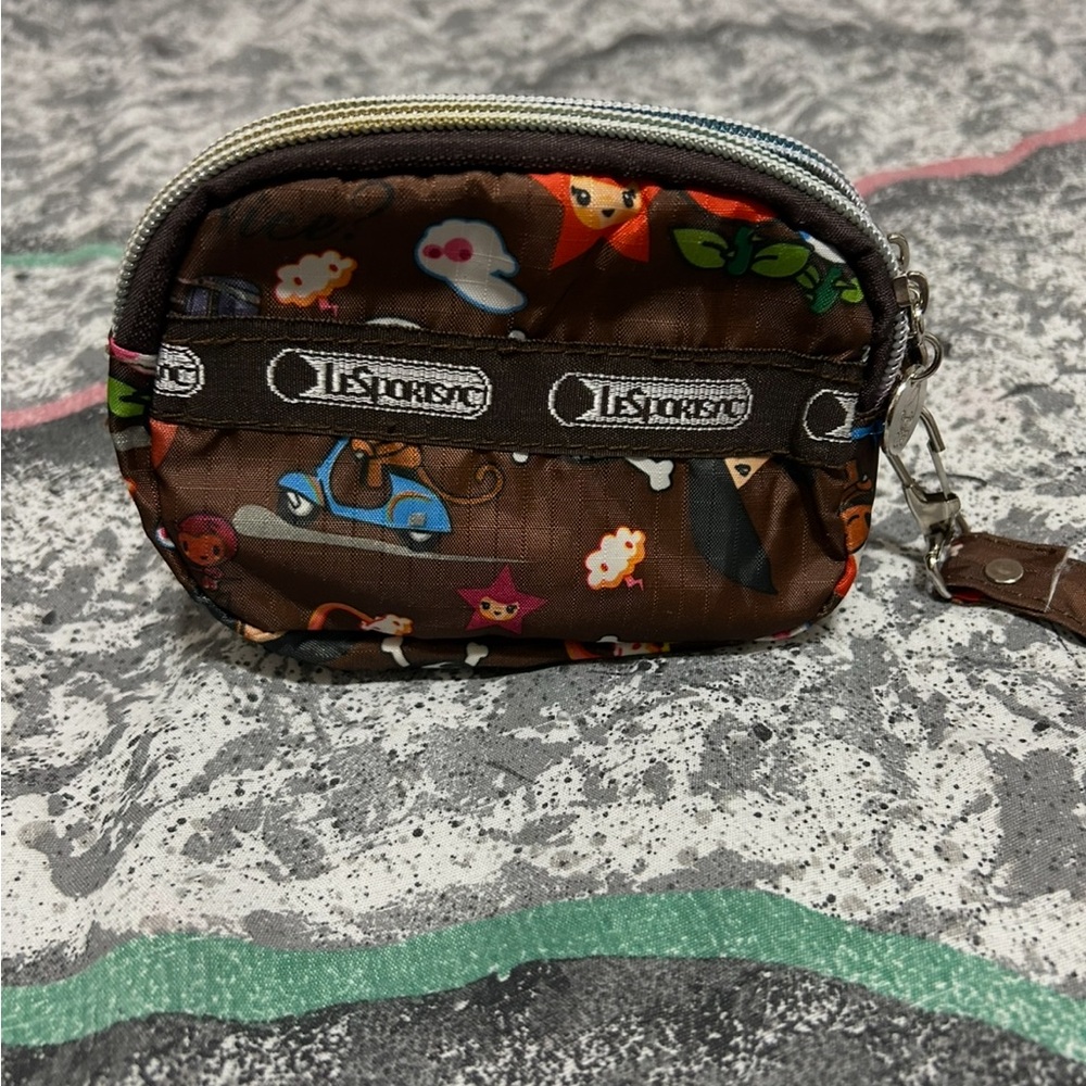 LeSportsac Brown Pouch with Colorful Motifs